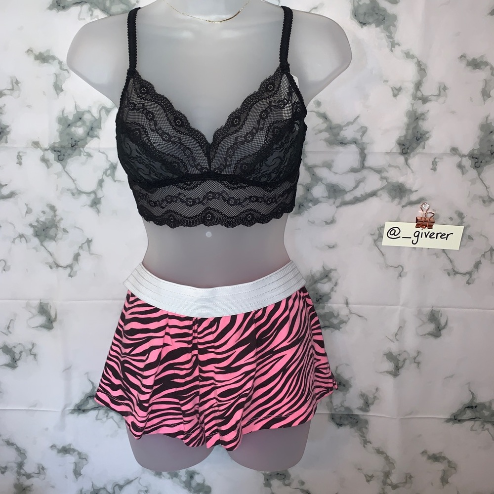 Pink & Black Zebra Large Shorts Athletic/ Sleep Short